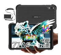 Ulefone Rugking Pad Pro 4G Tablet Resistente 8.0 Pulgadas, 16GB+128GB+2TB Tablette Gemini AI, Android 16 Tablet Antigolpes, 7100mAh, IP68/IP69K/NFC/GPS/OTG/5G WiFi/FM,2 Altavoces Estéreo, Negro