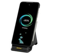 Ulefone Soporte de carga inalámbrico de 50 W, refrigerado por aire, carga rápida segura con diseño de doble bobina, certificado Qi, refrigeración eficiente y disipación de calor silenciosa para Armor