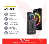 Ulefone-teléfono inteligente Armor 21 versión Global, móvil resistente con 16GB de RAM, 256GB de ROM, Android 13, G99, 64MP, 9600mAh, 4G Armor 21