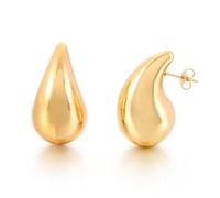 ULELA DIKML Dupes - Pendientes gruesos de oro de 18 quilates, chapados en oro de 18 quilates, aretes de gota de agua para mujeres y niñas, Cobre