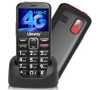 uleway 4G Telefono Movil para Mayores, Teléfono Móvil Libres Mayores con 2.4" Pantalla Grande, Teclas Grandes, Botón SOS, Bases de Carga, Regalos Personas Mayores(Negro)