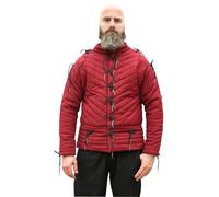 Ulfberth - Armadura con nidos - Gambesón medieval - Aketon para juegos de rol medievales, LARP, cosplay, recreación (rojo vino/negro, XL)