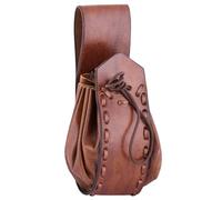 ULFBERTH | Bolsa de piel medieval con trabilla para cinturón | Cartera de piel de búfalo de alta calidad | Vikingo Recreación de cuero para el cinturón, marrón, small, Sencillo