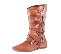Ulfberth - Botas vikingas medievales tempranas, marrones - Botas altas de piel para recreación, LARP y aficionados medievales, marrón, 39 EU