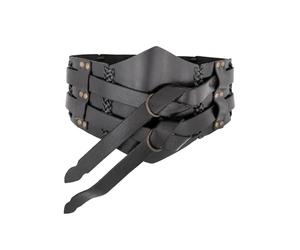 Ulfberth - Cinturón ancho de cuero - Unisex - Cinturón doble de cuero - Cinturón para mujeres y hombres - Vikingos, piratas, LARP y disfraces de fantasía, Negro , XXL