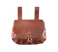 Ulfberth - Riñonera medieval de piel auténtica - Riñonera para hombre y mujer - para recreación vikinga, medieval y feria Ren, LARP, marrón Claro, vikingo