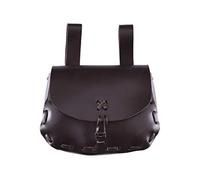Ulfberth - Riñonera Medieval de Piel auténtica - Riñonera para Hombre y Mujer - para recreación vikinga, Medieval y Feria REN, Larp, Marrón Oscuro, Vikingo