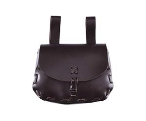 Ulfberth - Riñonera Medieval de Piel auténtica - Riñonera para Hombre y Mujer - para recreación vikinga, Medieval y Feria REN, Larp, Marrón Oscuro, Vikingo