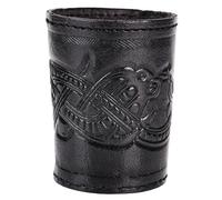 Ulfberth - Taza de Dados Vikingos con diseño de dragón, Piel auténtica, Taza de Cuero Medieval, Larp, recreación (Estilo jelling Negro)