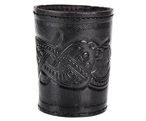 Ulfberth - Taza de Dados Vikingos con diseño de dragón, Piel auténtica, Taza de Cuero Medieval, Larp, recreación (Estilo jelling Negro)
