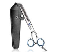 ULG Tijeras de adelgazamiento profesionales con funda de piel, tijeras japonesas de 6,5 pulgadas para textura y pelo de acero inoxidable para uso doméstico y de salón