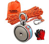 ULIBERMAGNET Super potentes imanes de pesca de doble cara, combinados 320KG N52 con cuerda,arrancador de kit de pesca con imán de neodimio,para pesca magnética y búsqueda del tesoro bajo el agua…