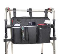 UlifeBetter Bolsa para andador plegable con soporte para tazas, organizador de rodillos, bolsa de almacenamiento universal, plegable, accesorios para personas mayores, bolsa para andador (negro grande