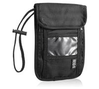 UlifeBetter Cartera de viaje para el cuello, color negro, para pasaporte, impermeable, con bloqueo RFID, bolsa de dinero con correa ajustable, carteras de viaje para hombres y mujeres, Negro -, Negro