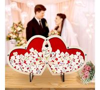 Ulifeme Libro de Invitados Corazones de Boda, Caja con 120 Pequeños Corazones de 30mm y 2 Grandes de 80mm, Incluye Rotulador Tiza Negra