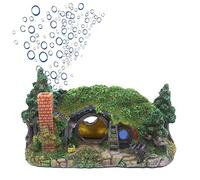 Ulifery Decoración Natural para Acuario, Cueva de Hobbit, casa con burbujeador, para esconder Betta, Agujero de Reptil, casa, Refugio, pecera, Adorno de rocalla, paisajismo, pequeño