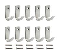 Ulifestar 10 ganchos de pared de acero inoxidable resistentes para colgar abrigos, no se oxidan, montados en la pared con tornillos y ancla para llaves, toallas, bolsos, tazas, sombreros, interiores y