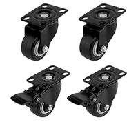 ULIFESTAR 4 ruedas giratorias de goma sintética de poliuretano de 1.5 pulgadas con placa superior y rodamiento fuerte, total de 400 libras, muy silenciosas, sin marcas, color negro (1.5 pulgadas)