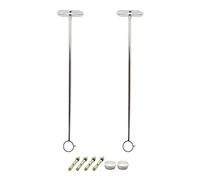 Ulifestar Paquete de 2 soportes de montaje en techo, soporte de tubo de armario de acero inoxidable, soporte de barra de techo, cortina de ducha, armario, barra de soporte, soporte de palanca de tubo