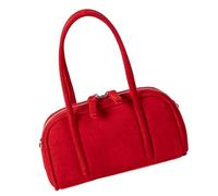 ULIJTH Bolso de mano de gamuza de primera calidad para trabajo y viaje, espacioso bolso de bolos para mujer con correa desmontable y bolsillos interiores, práctica bolsa cruzada de gamuza, Red, One