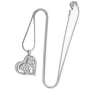 ULIJTH Collar de urna para cenizas de cremación, collar de corazón tallado con diamantes de imitación para mascotas, accesorios de joyería conmemorativa