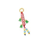 ULIJTH Llavero creativo con diseño de cuentas, diseño de cuentas, colgante de metal multicolor para personalización, llavero de cuerda, Rojo rana