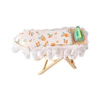 ULIJTH Mesa de planchar en miniatura y hierro para casas de muñecas de 1/12, tabla de planchar de madera, accesorios coleccionables para muebles