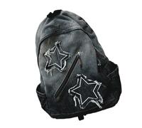 ULIJTH Star Denims Mochilas ligeras, estilo casual, jeans, viajes, universidad, libros, para mujeres y hombres, regalo de mezclilla de estrella, Black