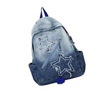 ULIJTH Star Denims Mochilas ligeras, estilo casual, jeans, viajes, universidad, libros, para mujeres y hombres, regalo de mezclilla de estrella, Blue