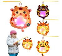 Ulikey 4 Piezas Kit Manualidades Linterna para Niños, San Martín Linterna Infantil con Palos de Linterna, Luz LED, Forma Animales Juego de Farolillos (Tigre, Cordero, Ciervo, Oso)