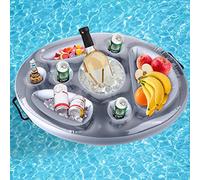 Ulikey Bandeja Inflable, para Piscina, Titular Flotante, Soporte para Bebidas Frutas Posavasos Bar Hinchable para Verano SPA Playa Fiesta (Plata)