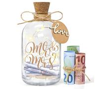 Ulikey Botella de luz LED para bodas, regalos de dinero, caja de boda, caja de dinero personalizada, regalo de boda, botella luminosa para novios y recién enamorados (Mr. & Mrs.)
