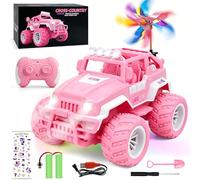 Ulikey Coche Radiocontrol Niña, Jeep Rosa 4WD con Molino de Viento, Coche RC Todo Terreno para Niños