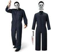Ulikey Disfraz de Halloween Michael Myers para Adultos, Conjunto de Disfraz de Cosplay de Terror con Mono Ropa de Trabajo para Hombres y Máscara de Michael Myers de para Carnaval Halloween (S)