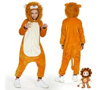 Ulikey Disfraz de León para Niño y Niña - Traje Marrón de Felpa con Cola para Carnaval, Halloween, Cosplay y Fiestas de Animales (120cm)