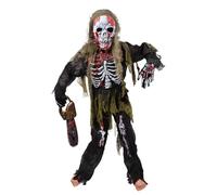Ulikey Disfraz de Zombie Esqueleto para Niño - Conjunto Aterrador de Halloween Con Juguete de Motosierra, Guantes y Máscara (XL)