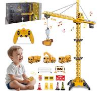 Ulikey Grúa Torre Teledirigida, 128 cm RC Grúas Torre de Construcción, 2.4GHz Gruas de Juguete de 6 Canales, Elevador Giratorio de 680, con Luces y Sonidos, Regalos para Niños de 3 a 10 Años