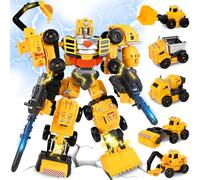 Ulikey Transformers Juguete para Niños, Coche Robot Transformer, 5 en 1 Robot Juguetes de Construcción Vehículos de Construcción Regalo para Niños de 5 6 7 8 9 10 Años