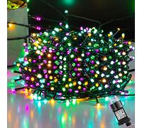 Ulinek Cadena de luces multicolor para exteriores, 50 m, 500 ledes, multicolor, con electricidad, decoración navideña, resistente al agua IP44 y 8 modos de visualización para ventanas, árbol de