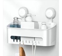 Ulinek Estanteria Ducha Ventosa de Baño Sin Taladro Estante Cesta Ventosa Ducha de Baño Carga de 10KG Jabonera Ducha a Ventosa Fuerte Champú Estantería Organizador Baño Cocina Pared(30,5x12x20,8cm)