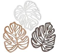 ULIOMU Arte de pared tropical, 3 piezas de hojas de palma de madera, decoración de pared de plantas naturales de madera hawaiana, placa de plantas tropicales vintage para el hogar, sala de estar,