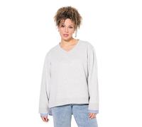 Ulla Popken 2-in-1-sweatshirt, V-Ausschnitt, Langarm Sudadera, Color Gris Claro, 48-50 para Mujer