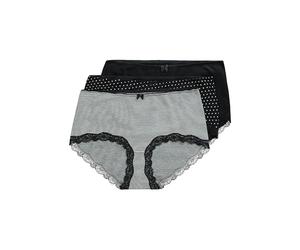 Ulla Popken 3pcs, Hipster Dotted and Striped Resbalones, Schwarz, 50-52 para Mujer