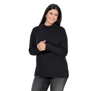 Ulla Popken 842133 - Camiseta de Manga Larga para Mujer, Cuello Alto, Tallas Grandes, Negro, 58-60