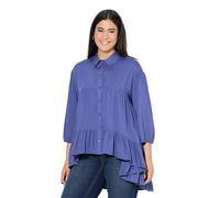 Ulla Popken 843061 - Blusa para Mujer, Talla Grande, con Volante, Cuello de Camisa, Manga 3/4, Lavanda, 62-64