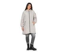 Ulla Popken Abrigo acolchado ligero impermeable de 2 vías para mujer, tallas grandes, tallas grandes, gris medio, 56