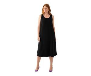 Ulla Popken Acetat-midikleid, A-Linie, Rundhals, Ärmellos Vestido Midi, Schwarz, 42-44 para Mujer
