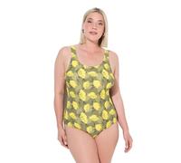 Ulla Popken Badeanzug Alice, Dg, Zitronencamouflage Traje de baño de una Sola Pieza, Verde Caqui, 46-48 Mujeres