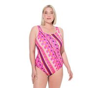 Ulla Popken Badeanzug, Alice, Geometrie Traje de baño de una Sola Pieza, Rosa Hibisco, 0 Mujeres