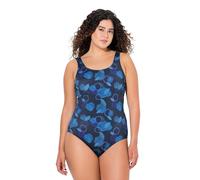 Ulla Popken Badeanzug Alice, Softline, Blattfeuerwerk Traje de baño de una Sola Pieza, Marine, 54-56 Mujeres